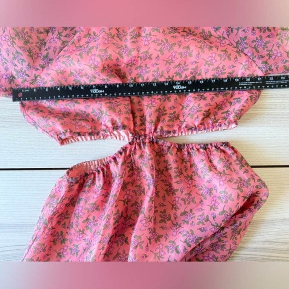 Lost + Wander Venus Rising Coral Floral Maxi Dress luxury short sleeve size L - Picture 10 of 16